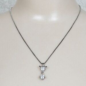 S 925 Sterling Silver Cubic‎ Zirconia Drop Pendant Box Chain Necklace Cat Mouse